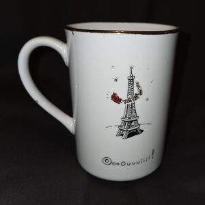 Vintage Paris Christmas mug 1999 Santa/sleigh circling Eiffel Tower